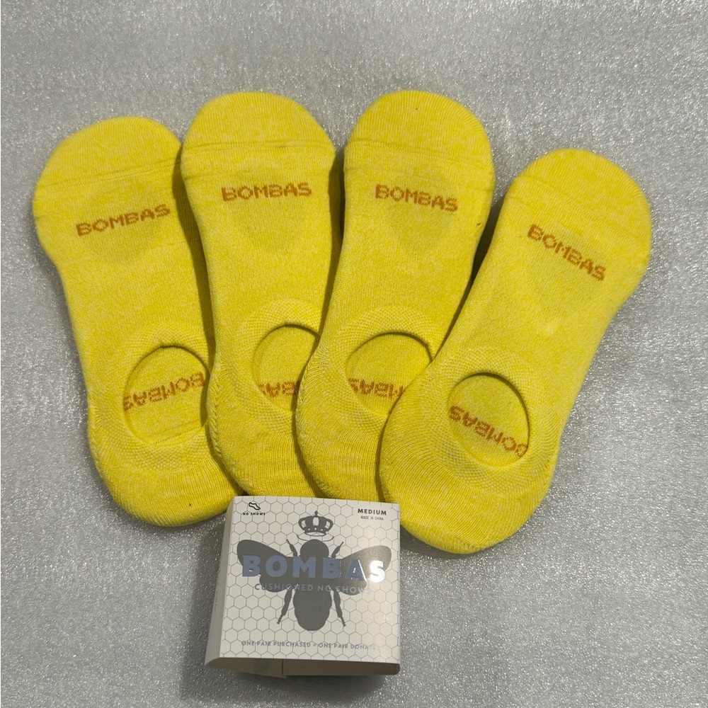 Bombas Bright Yellow No-Show Socks Medium 4 Ct Lot